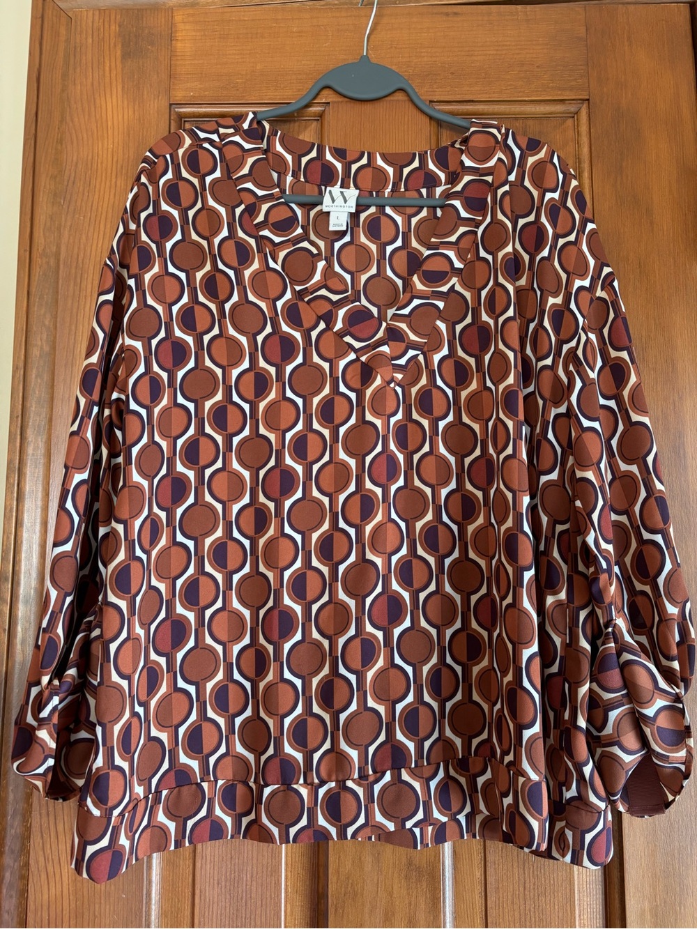 Alfani Geometric Print Rust and tan Blouse